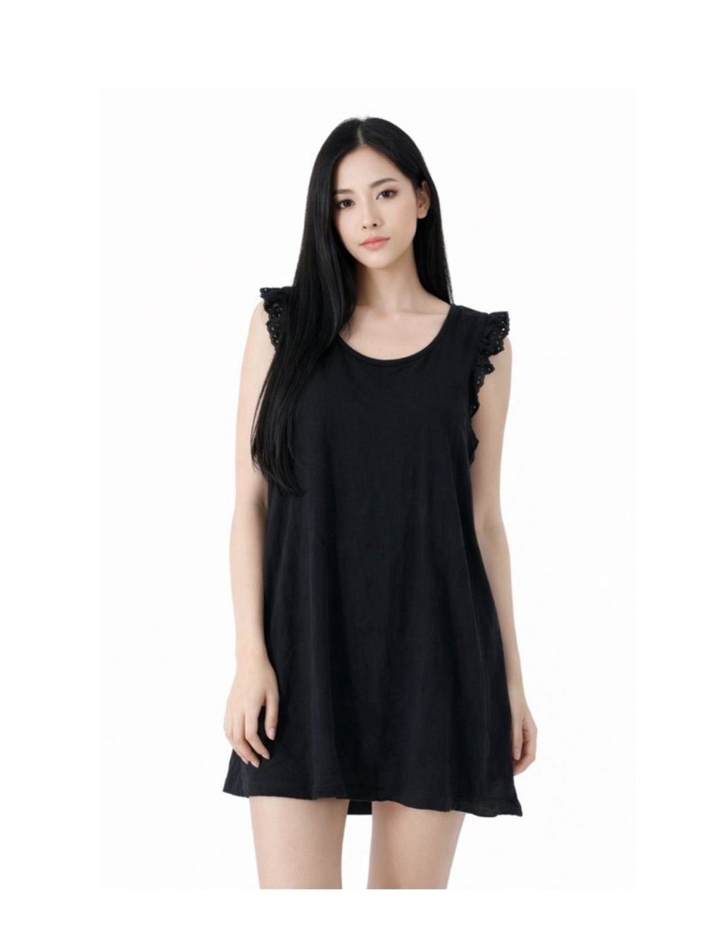 Old Navy Black Eyelet-Ruffle Mini Dress